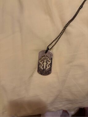 Chrome Hearts Black Metal Dog Tag Necklace with Filigree Cutout
